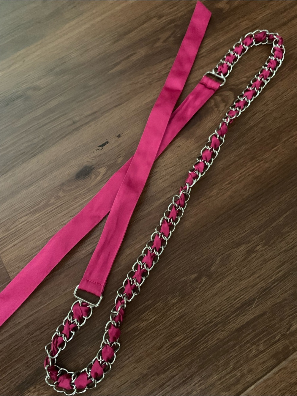 Fuchsia Chain-Link Ribbon Belt - Picture 3 of 5